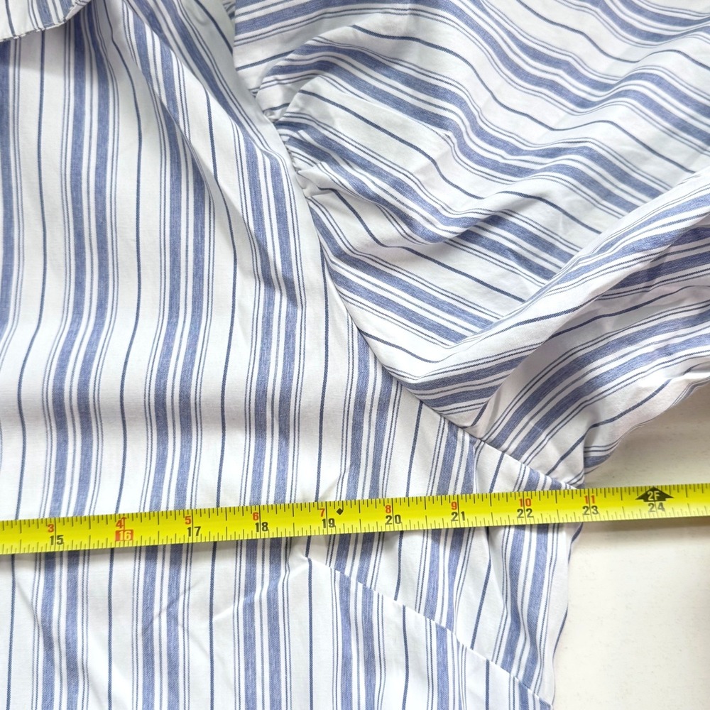 Ashley Stewart Blue White‎ Striped Puff Sleeve Maxi Shirtdress Plus Size 14/16 - Picture 10 of 11